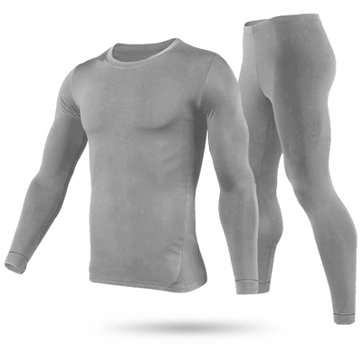 Men Thermal Underwear Set Long Johns Pants Long Sleeve Soft Underwear Kit Top Bottom Winter Sports Suits-Gray-Large