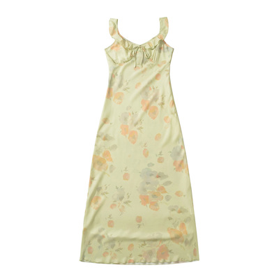 Sweet retro pastoral style lotus leaf sleeve elegant v-neck suspender dress - Thumbnail 5