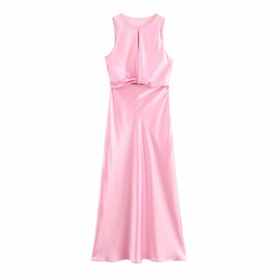 Slit-design satin dress