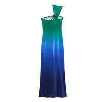 Lightweight and mature gradient printed one-piece suspender long skirt - Thumbnail 1