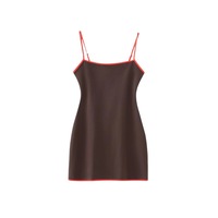 Hemmed color matching hot girl slim elastic bottom suspender dress - Thumbnail 2