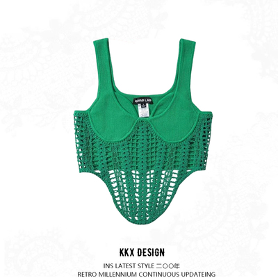 V-neck low-cut crochet camisole