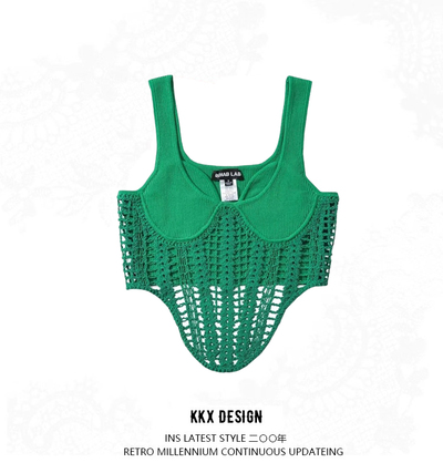 V-neck low-cut crochet camisole