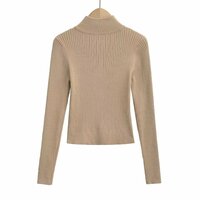 Pit zipper half turtleneck jacket long sleeve short style fashionable slim sweater - Thumbnail 1