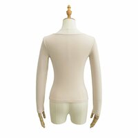 Lace-up long-sleeved top U-neck sexy slim-fit niche T-shirt - Thumbnail 2