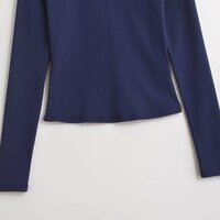 Retro preppy style lapel long-sleeved T-shirt top - Thumbnail 1