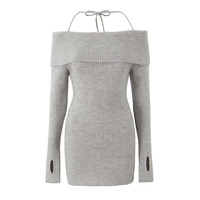 Off-the-shoulder long-sleeved mini dress - Thumbnail 2