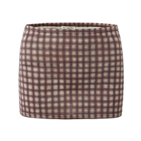 Two-piece plaid lace stitching camisole top mini hip skirt - Thumbnail 2