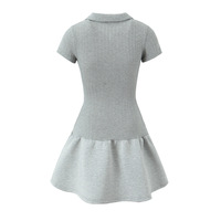 Sweet knitted patchwork short tennis dress sexy slim fit chic lapel mini skirt - Thumbnail 1