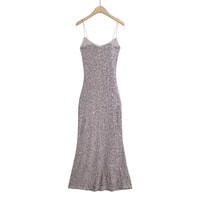 Sequined suspender dress Midi-length hip skirt - Thumbnail 3
