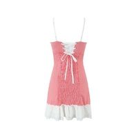 Hem lace patchwork suspender dress - Thumbnail 1
