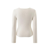 V-neck design irregular slim fit sweater - Thumbnail 1