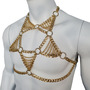 Rave Gold Men Body Chest Chain Harness, Burning Man Festival Chain Body Harness-1