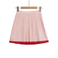 V-neck trim single-breasted wear that show knitted cardigan high waist pleated A-line skirt suit - Thumbnail 1