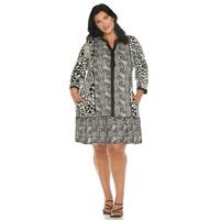 White Mark Women's Leopard Print 3/4 Sleeve Shift Dress - Thumbnail 2