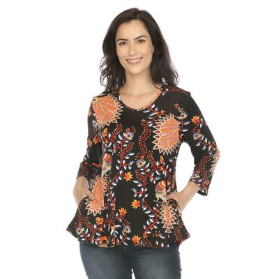 White Mark Women's Vibrant Boho Swing Top
