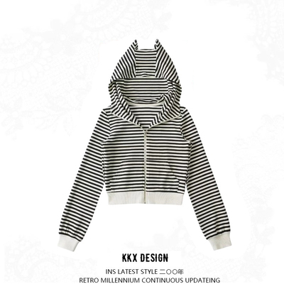 Striped contrast devil long sleeve top