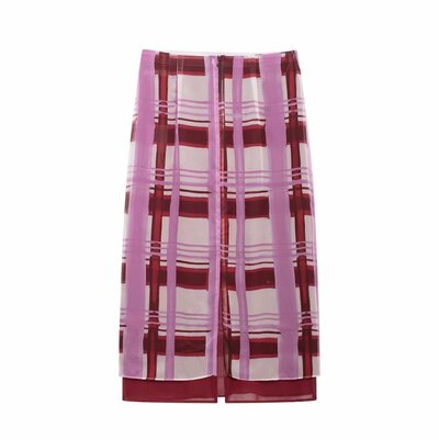 Fashionable Plaid Print Slim Skirt