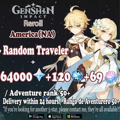 Na instant delivery | america | 64000+ primogems | genshin impact reroll ar50+