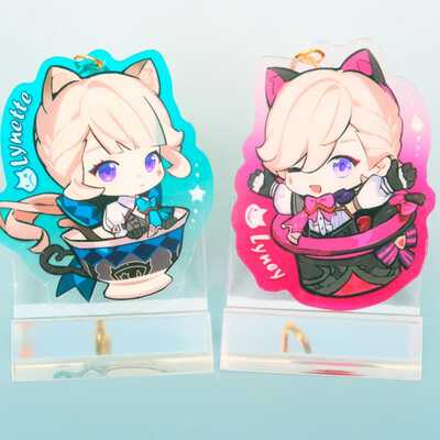 Genshin impact - lyney and lynette sibling keychain set! set of 2! perfect gift for siblings and friends!