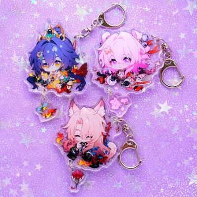 Honkai: star rail character keychains with small charm - ultra high quality - march (hunt) / yunli / jiaoqiu