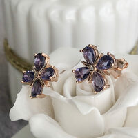 Beautiful Natural Iolite 925 Sterling Silver Earstuds Flower Shape Stud Earrings for Lady for Girls - Thumbnail 5