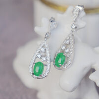 Natural Jade Earstuds Pair 925 Sterling Silver Stud Earrings Great Non-treated Jadite Fine Jewelry Great Gift for Birthday Anniversary - Thumbnail 2