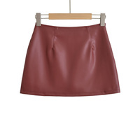 Thickened brushed hot girl anti-exposure PU leather skirt - Thumbnail 1