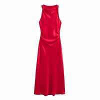 SATIN SLEEVELESS MIDI DRESS - Thumbnail 2