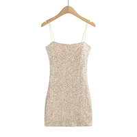 Fashionable and versatile glitter suspender dress - Thumbnail 2