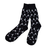 Martini Glass Socks Men's Wild Party New Year Novelty Socks Black Sock Crazy Celebration Socks Mans Martini Socks Bachelor Party Socks - Thumbnail 2