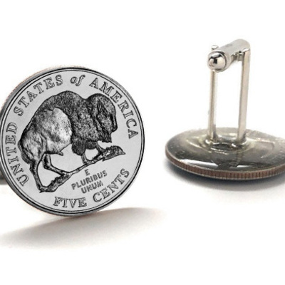 Uncirculated buffalo nickels cufflinks 2005 minted in the us westward journey series gift for dad america frontier cuff links american bison