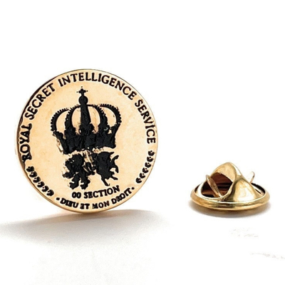 James bond mi6 pin secret intelligence service lapel pin crest and logo gold and black enamel pin bond tie tack pin