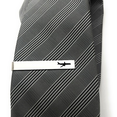 Silver jumbo jet tie bar pilot tie clip airlines plane flying pilot boyfriend dad gifts very cool