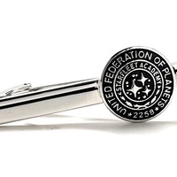 Federation of Planets Tie Bar Star Trek Silver Space Badge Crest Star Trek Cosplay SI FI Wear Tie Clip - Thumbnail 1