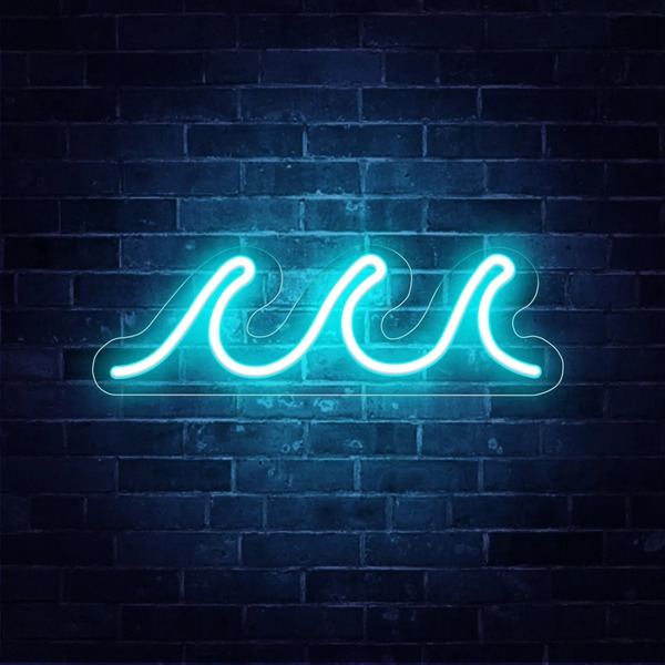 1pc The Wave Vibrant LED Neon Light Sign - Acrylic Backed, USB Powered with Dimmable Switch 