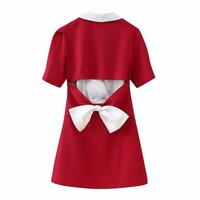 Fashionable design suit-style bow-decorated mini dress - Thumbnail 1