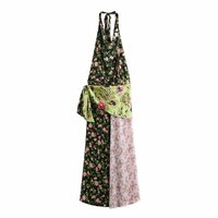 Halter neck knotted open back satin dress - Thumbnail 1