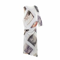 Swing collar printed asymmetric maxi dress - Thumbnail 1