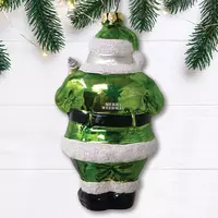 Santa Glass Christmas Ornament, Merry Weedmas Funny Pot Decoration - Thumbnail 1