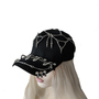 Rock Black Studded Cap with Zipper - Chain Cap - Gothic Baseball Cap - Edgy Streetwear - Trucker Cap - Punk Style Hat-1