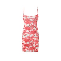 Mesh Printed Suspender Dress Sexy Big Backless Slim Hip-hugging Short Skirt - Thumbnail 2