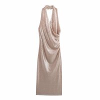 Elegant and fashionable sequined pleated dress - Thumbnail 2