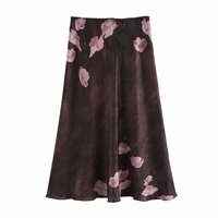 Temperamental and fashionable satin texture printed skirt - Thumbnail 2
