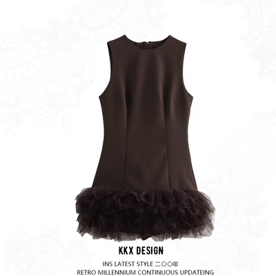 Fashionable and elegant tulle patchwork dress