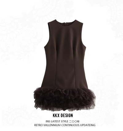 Fashionable and elegant tulle patchwork dress