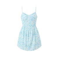 Sexy Floral Suspender Dress V-Neck Waist Tube Top Puffy Mini Skirt - Thumbnail 2