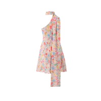 Tulip oil print personalized off-shoulder dress - Thumbnail 1