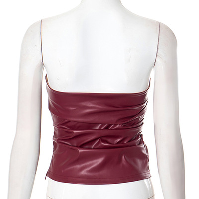 Sexy nightclub tube top with leather