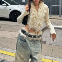 Lazy style knitted cardigan cropped top - Thumbnail 8